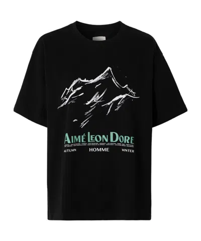 Aimé Leon Dore Summit Printed Cotton-jersey T-shirt In Black