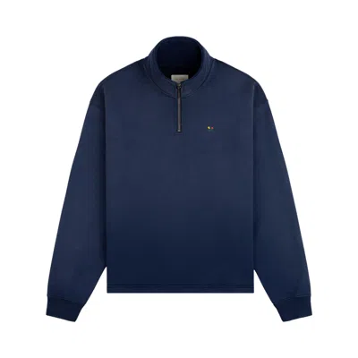Pre-owned Aimé Leon Dore Sun Faded Crest Quarter Zip 'naval Academy' | Blue | Men's Size M