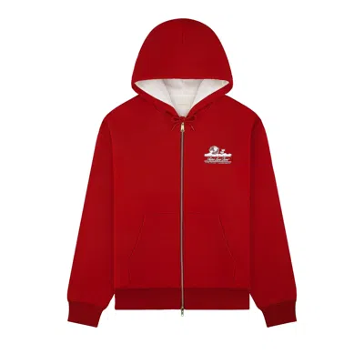 Pre-owned Aimé Leon Dore Unisphere Waffle Lined Full-zip Hoodie 'equestrian Red' | Men's Size Xxl