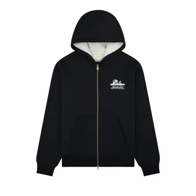 Pre-owned Aimé Leon Dore Unisphere Waffle Lined Full-zip Hoodie 'jet Black' | Men's Size Xxl