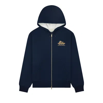 Pre-owned Aimé Leon Dore Unisphere Waffle Lined Full-zip Hoodie 'navy Blazer' | Blue | Men's Size L