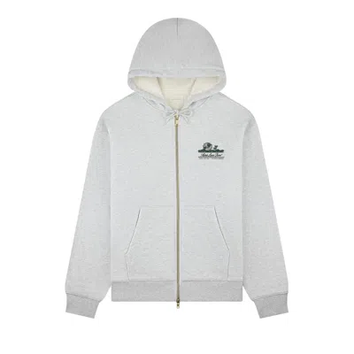 Pre-owned Aimé Leon Dore Unisphere Waffle Lined Full-zip Hoodie 'silver Mix' | White | Men's Size Xxl