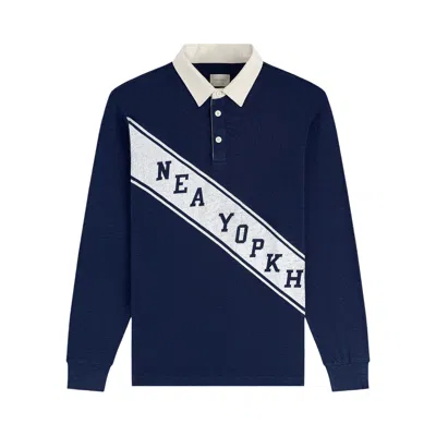 Pre-owned Aimé Leon Dore Vintage Slub Rugby 'naval Academy' | Blue | Men's Size Xs