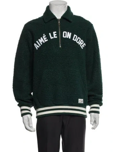 Pre-owned Aimé Leon Dore Virgin Wool Graphic Print Jacket In Green