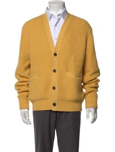 Pre-owned Aimé Leon Dore V-neck Long Sleeve Cardigan In Yellow