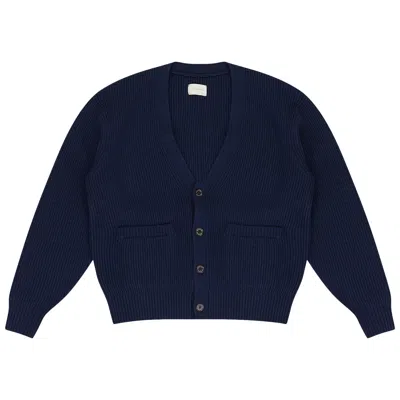 Pre-owned Aimé Leon Dore Waffle Knit Cardigan 'navy' | Blue | Men's Size S