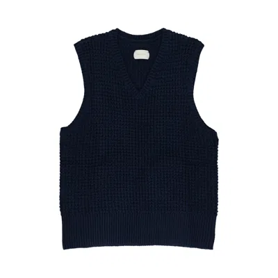 Pre-owned Aimé Leon Dore Waffle V Neck Sweater Vest 'navy' | Blue | Men's Size S