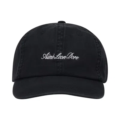 Pre-owned Aimé Leon Dore Washed Script Cap 'jet Black' | Men's Size Onesize