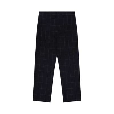 Pre-owned Aimé Leon Dore Windowpane Elasticated Waist Suit Trouser 'navy Windowpane' | Blue | Men's Size Xxl