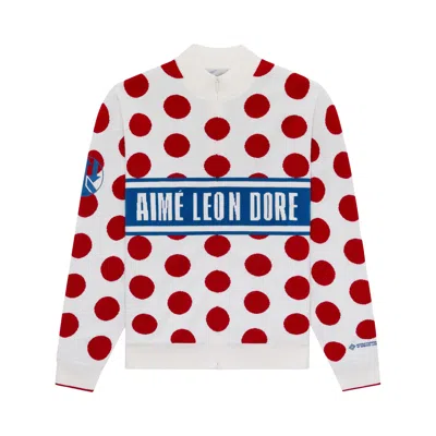 Pre-owned Aimé Leon Dore Windstopper Polka Dot Knit Cycling Jersey By Gore-tex Labs 'bone White' | Men's Size