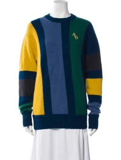 Pre-owned Aimé Leon Dore Wool Colorblock Pattern Sweater In Blue