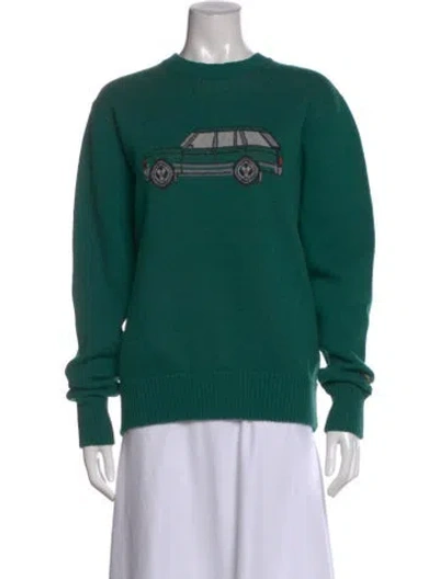 Pre-owned Aimé Leon Dore Wool Graphic Print Sweater In Green