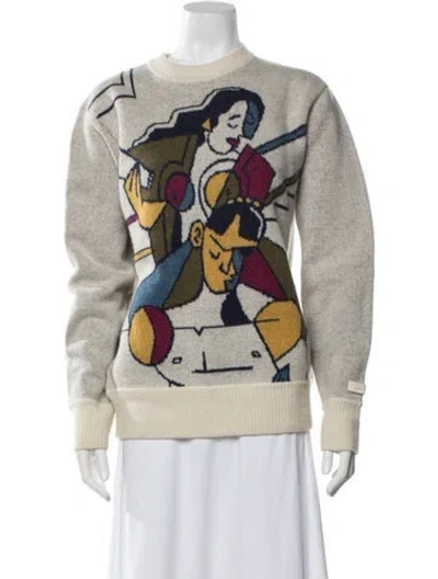 Pre-owned Aimé Leon Dore Wool Graphic Print Sweater In Neutrals