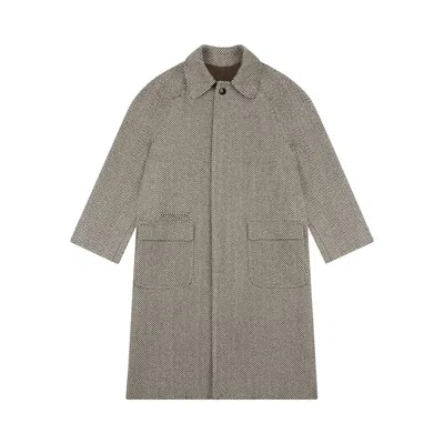 Pre-owned Aimé Leon Dore Wool Herringbone Overcoat 'brown' | Men's Size Xl