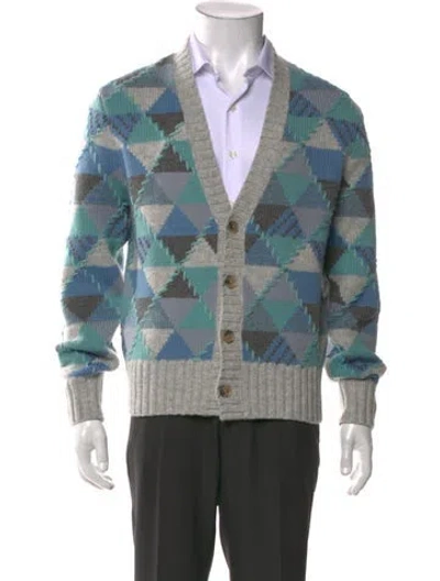 Pre-owned Aimé Leon Dore Wool Patterned Cardigan In Grey