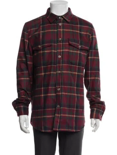 Pre-owned Aimé Leon Dore Wool Plaid Print Jacket In Burgundy