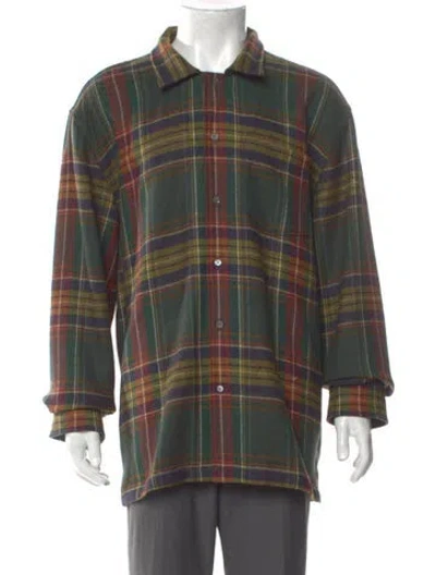 Pre-owned Aimé Leon Dore Wool Plaid Print Shirt In Green