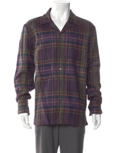 Pre-owned Aimé Leon Dore Wool Plaid Print Shirt In Purple