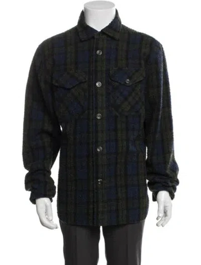 Pre-owned Aimé Leon Dore Wool Plaid Print Utility Jacket In Green