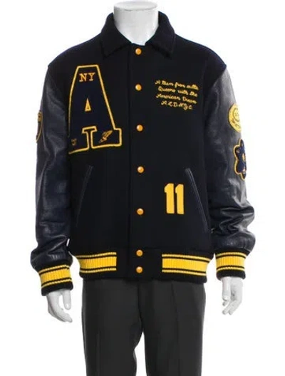 Pre-owned Aimé Leon Dore Wool Printed Varsity Jacket In Blue