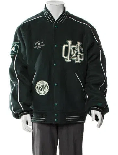 Pre-owned Aimé Leon Dore Wool Striped Varsity Jacket In Green