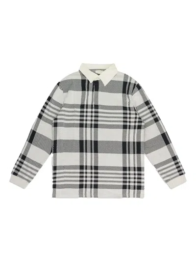 Aimé Leon Dore Cream Buffalo Check Rugby Polo Shirt In Black