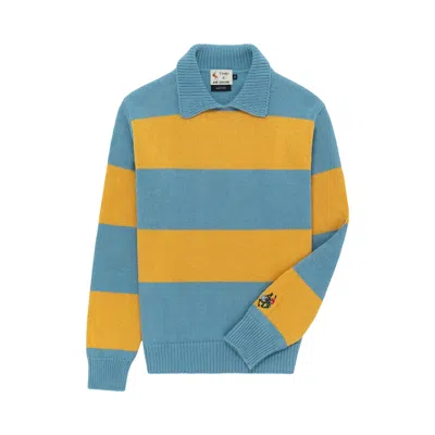 Pre-owned Aimé Leon Dore X Drake's Striped Integral Collar Sweater 'azure' | Multi-color | Men's Size Xs