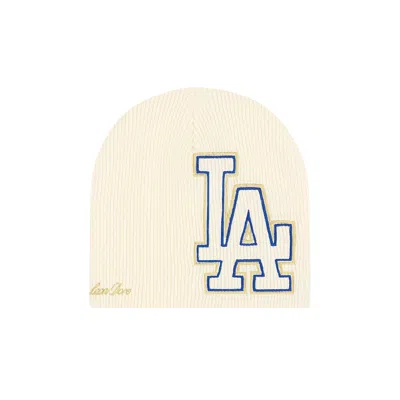 Pre-owned Aimé Leon Dore X La Dodgers Embroidered Beanie 'pristine' | Cream | Men's Size Onesize In White