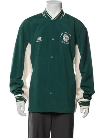 Pre-owned Aime Leon Dore X New Balance Colorblock Pattern Bomber Jacket In Green