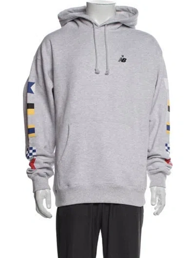 Pre-owned Aime Leon Dore X New Balance Graphic Print Crew Neck Hoodie In Gray
