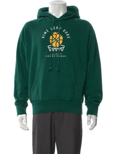 Pre-owned Aime Leon Dore X New Balance Graphic Print Crew Neck Hoodie In Green