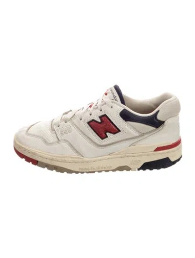 Pre-owned Aime Leon Dore X New Balance Leather Printed Sneakers In White