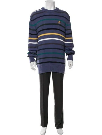 Pre-owned Aime Leon Dore X New Balance Striped Crew Neck Pullover In Blue