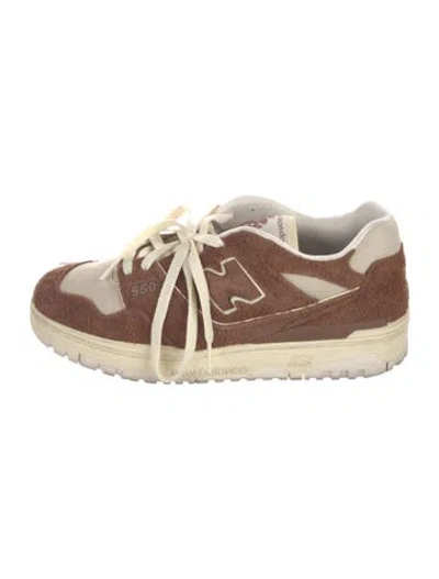 Pre-owned Aime Leon Dore X New Balance Suede Colorblock Pattern Athletic Sneakers In Brown