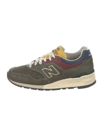 Pre-owned Aime Leon Dore X New Balance Suede Printed Athletic Sneakers In Green