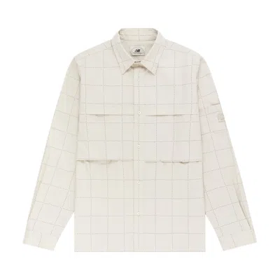 Pre-owned Aimé Leon Dore X New Balance Windowpane Grid Shirt 'silver Birch' | Men's Size L