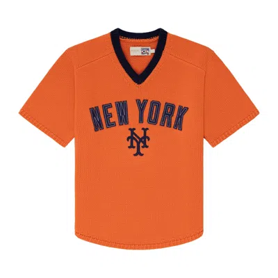 Pre-owned Aimé Leon Dore X New York Mets Short-sleeve Knit Sweater 'orange'