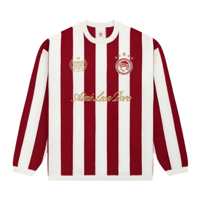 Pre-owned Aimé Leon Dore X Olympiacos F.c. Knit Sweater 'adrenaline Rush' | Red | Men's Size Xxl