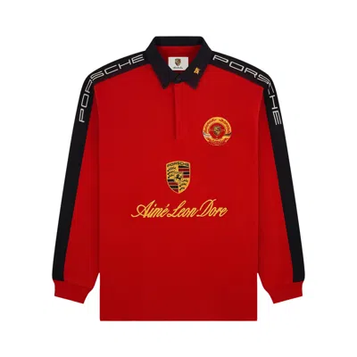 Pre-owned Aimé Leon Dore X Porsche Crest Rugby 'equestrian Red' | Men's Size L