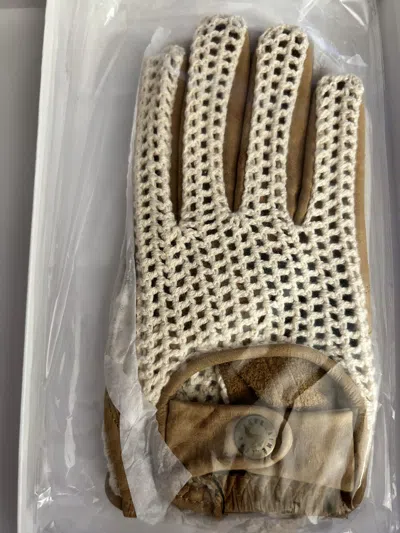Pre-owned Aime Leon Dore X Porsche Design Ald / Porsche 911sc Leather Driving Gloves In White