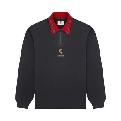 Pre-owned Aimé Leon Dore X Porsche Jacquard Collar Quarter Zip Pullover 'charcoal' | Grey | Men's Size Xxl In Gray