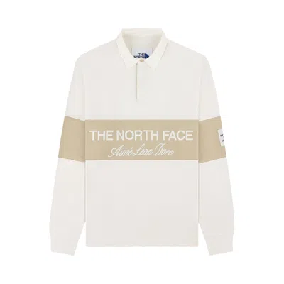 Pre-owned Aimé Leon Dore X The North Face Script Logo Rugby 'pristine/safari' | White | Men's Size Xl