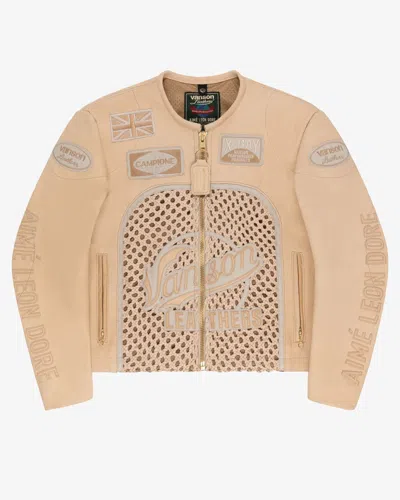 Pre-owned Aimé Leon Dore X Vanson Raffia Leather Jacket In Bone