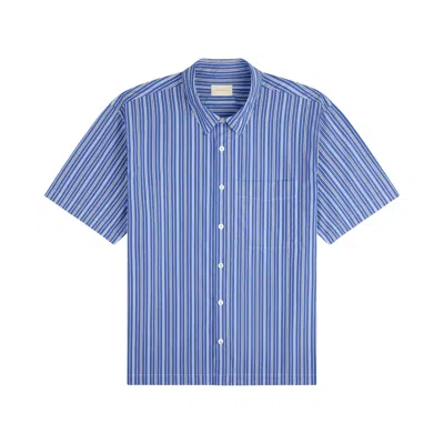 Pre-owned Aimé Leon Dore Yarn Dyed Striped Shirt 'blue Stripe' | Men's Size Xxl