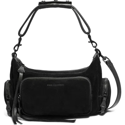 Aimee Away We Go Suede Shoulder Bag In Black