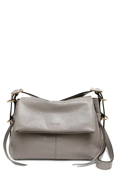 Aimee Bali Double Entry Leather Crossbody Bag In Gray