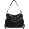 Aimee Bali Double Entry Leather Hobo In Black