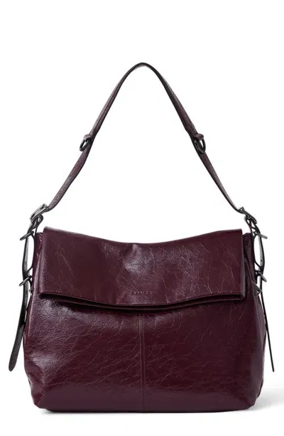 Aimee Bali Leather Hobo In Wine Crinkle