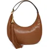 Aimee Bloom Bean Bag Leather Moon Bag In Brown