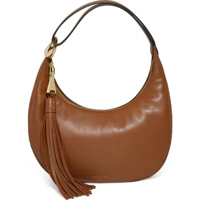 Aimee Bloom Bean Bag Leather Moon Bag In Chestnut